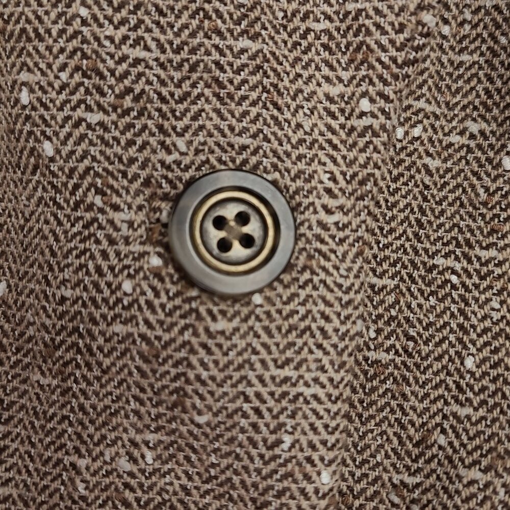 Anthropologie Ett Twa Brown & Ivory Tweed Jacket Size 0 - Picture 4 of 10
